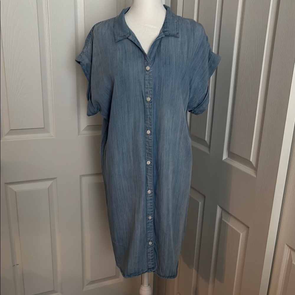 Thread & Supply Light Weight Blue Jean Midi Shirt Dress